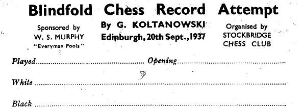 World blindfold chess champion G Koltanowski playing chess News